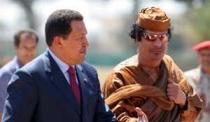 Hugo Chavez with the ex Libyan dictator,Moammar Qadafi