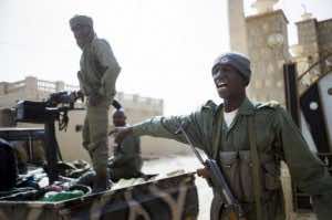 File picture shows shows Malian soldiers on patrol in the streets of Timbuktu. AFP