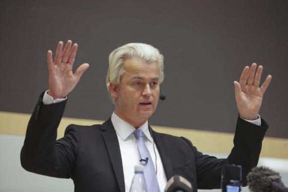 Dutch politician Geert Wilders talks at a meeting organized by Swedish Union for Liberty of Speech in Malmo Dutch far-right and anti-Islamist deputy, Geert Wilders