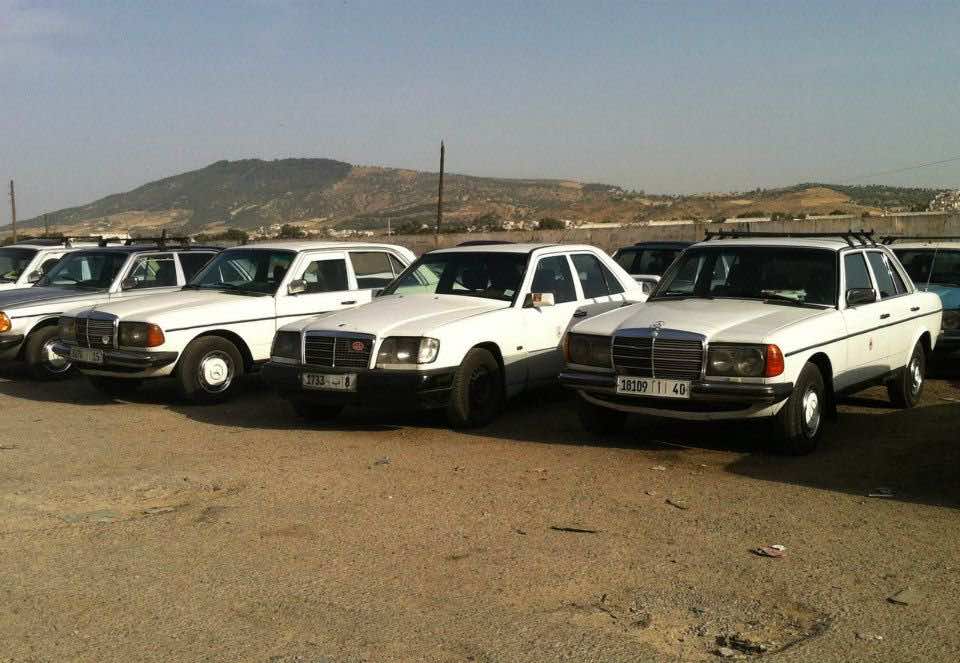 The Mercedes w123s (often 240Ds) Grand Taxis in Morocco. Photo by Morocco World News