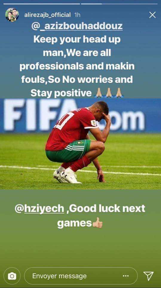 Iranian Football Players Comfort Bouhaddouz on Social Media