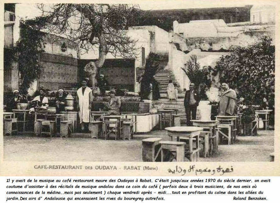 Old photo of the Moorish cafe in Rabat