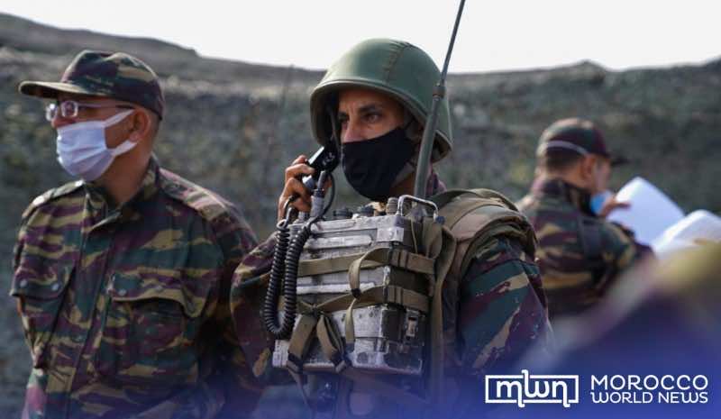 A member of Moroccan military using handheld radio.