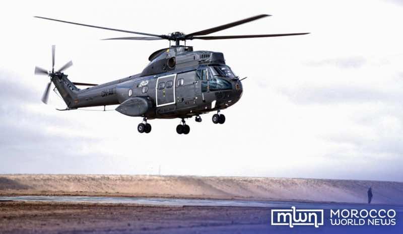 A military helicopter taking part in the exercise