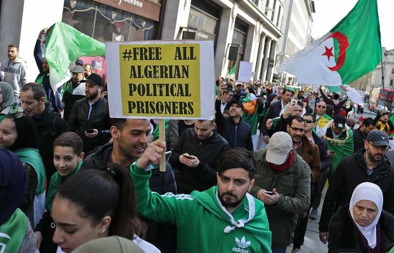 Protests against the Algerian regime in London, 2019. Photo: Steve Eason