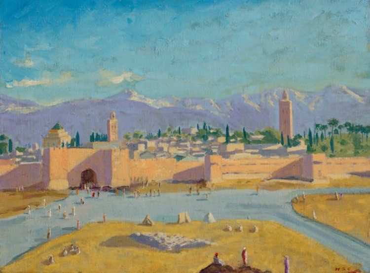 Angelina Jolie is Selling Churchill’s Koutoubia Mosque Painting
