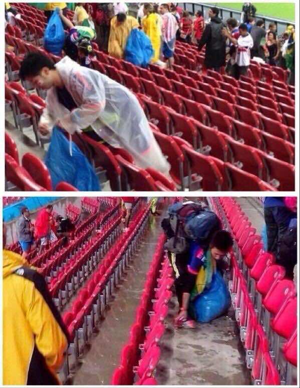 Pictures of Japanese Fans Cleaning Their Seats After Their Team’s Loss Go Viral