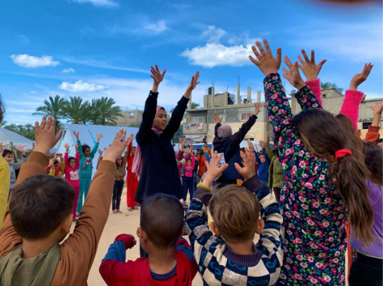 Students benefiting from Education for All program in Gaza