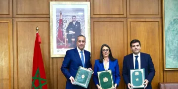 Economy Minister Nadia Fettah, DGSN Chief Abdellatif Hammouchi, and Kingdom Judicial Agent Abderrahman Lamtouni signed the partnership agreement Wednesday.