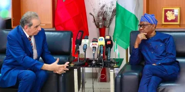 Moroccan Ambassador Moha Tagma meets Nigeria’s FCT Minister Nyesom Wike.