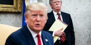 Former Security Adviser John Bolton and US President Donald Trump. Photo: Getty Images