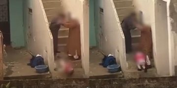 A video captured the violent disturbing scene
