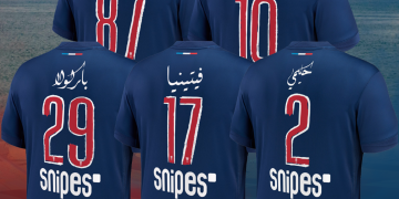Hakimi meets Eliesse Ben Sghir for the second time this season wearing a PSG shirt with Arabic letters