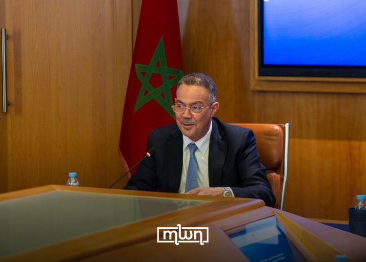Minister Delegate for Budget Fouzi Lekjaa during a meeting at the headquarters of the General Confederation of Moroccan Entreprises (CGEM) on Wednesday.
