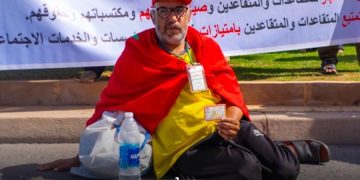 retirees protest march in Rabat