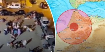 Residents evacuating their homes after the earthquake hit