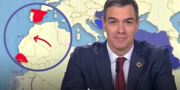 Pedro Sánchez appears  in front of divided Moroccan map