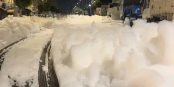Mysterious foam floods Casablanca’s Sidi Bernoussi district.