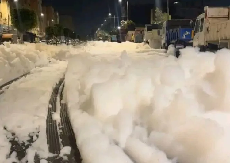 Mysterious foam floods Casablanca’s Sidi Bernoussi district.
