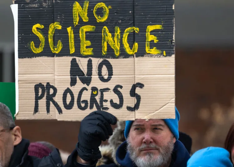 Protests against Trump's funding cuts in science and research. Scott Olson/Getty Images North America