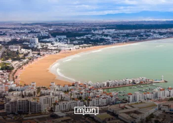 Agadir beach view from the Kasbah Oufella