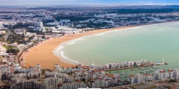 Agadir beach view from the Kasbah Oufella
