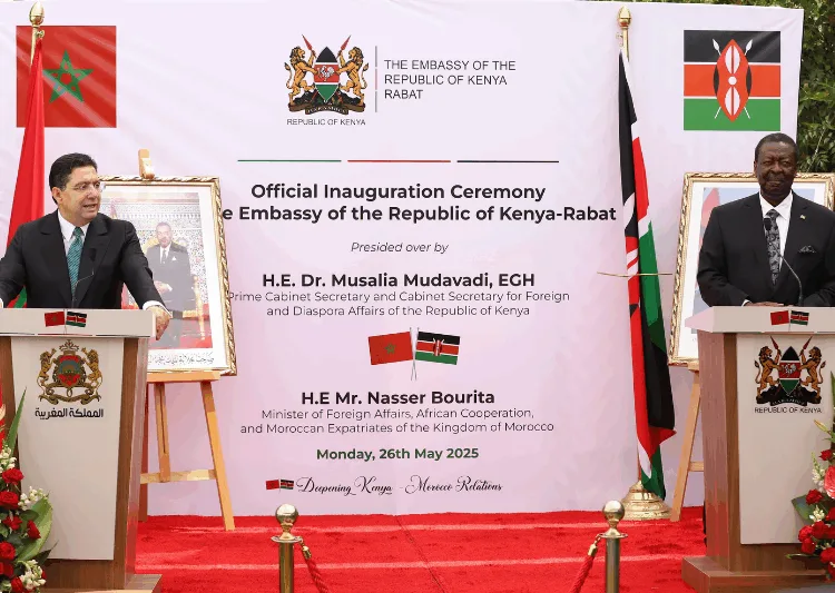 Moroccan Foreign Minister Nasser Bourita and Kenyan Prime Minister Musalia Mudavadi inaugurated Kenya’s first embassy in Rabat on Monday.