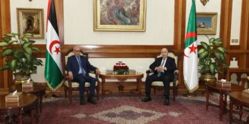Algerian President Abdelmadjid Tebboune received Polisario Front leader Brahim Ghali at the presidential palace in Algiers on Wednesday.