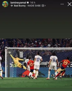 Lamine Yamal posted a picture of his goal against France in the Euros semi-final.