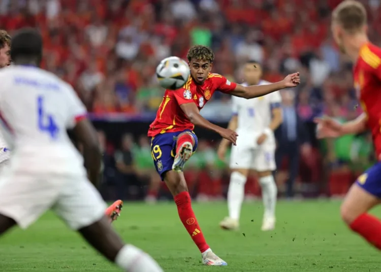 Lamine Yamal scored the first goal for Spain against France with a long-range shot in the Euros semi-final.