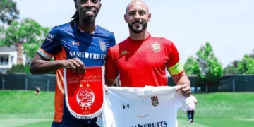 Nordin Amrabat (on the left) joined Wydad recently on a free transfer.