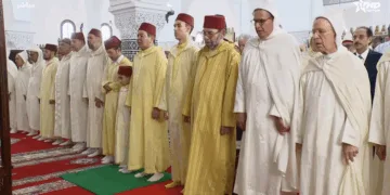 King Mohammed VI led the Eid Al Adha prayer today at the Hassan II Mosque in Tetouan