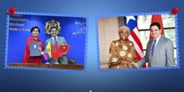 Morocco's Minister of Foreign Affairs and his Ecuadorian and Liberian counterparts