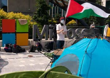 A group of Microsoft employees has occupied the company’s headquarters to protest the tech giant’s business ties with the Israeli military.