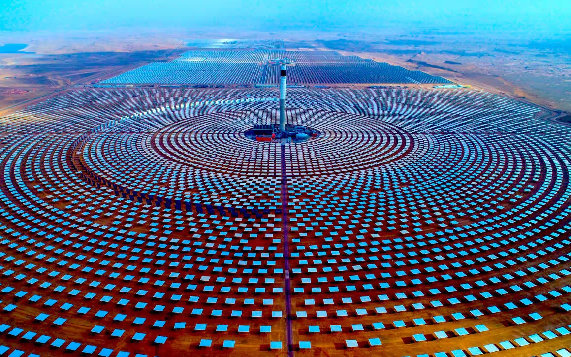 Saudi-based ACWA Power’s 580MW solar thermal power station at Ouarzazate in Morocco includes both tower (foreground) and trough Concentrated Solar Power (CSP)