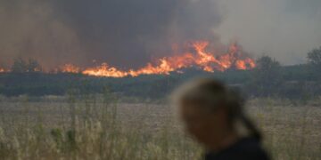 A large wildfire broke out on Tuesday in the Aude region of southern France