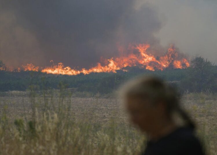 A large wildfire broke out on Tuesday in the Aude region of southern France