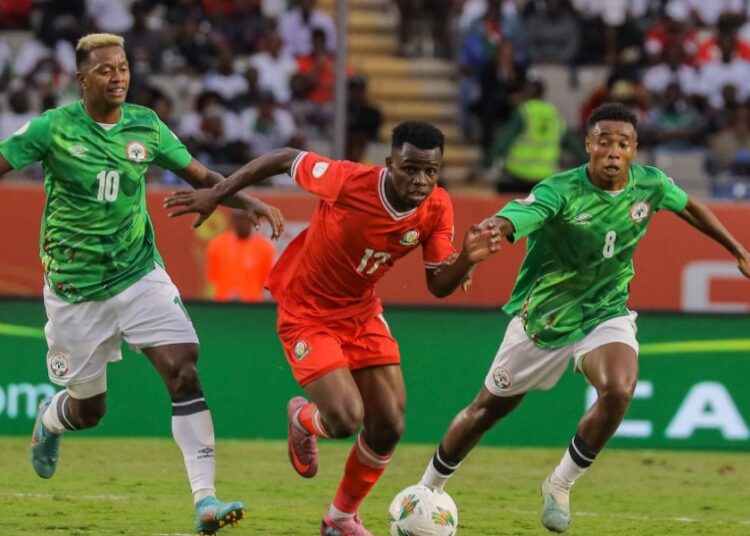 Kenya and Madagascar players during their CHAN 2024 clash