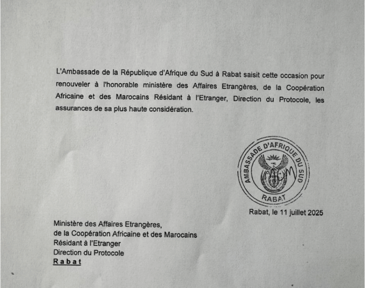 A diplomatic note from the South African Embassy in Rabat to Morocco’s Foreign Ministry, dated July 11, explicitly requested VIP treatment for Zuma’s delegation.