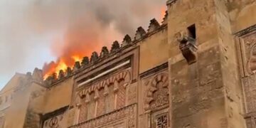 Cordoba mosque-cathedral on fire