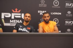 Taha Bendaoud (on the left) and Badreddine Diani at PFL MENA Semifinals. 