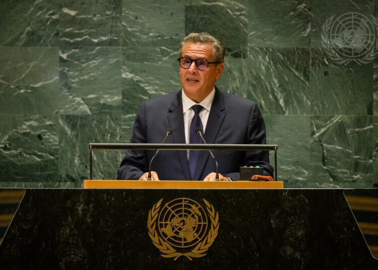 Aziz Akhannouch giving speech at the UN.