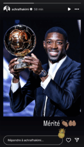 Hakimi praises Dembele after Ballon d’Or win