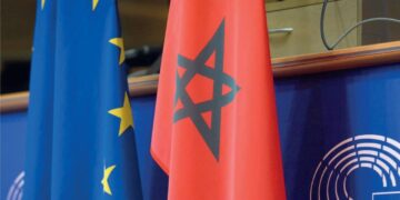 European Union and Morocco Flags