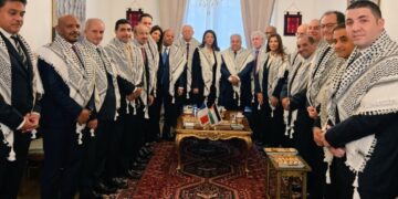 The Moroccan ambassador to France, Samira Sitaïl, joined her Arab counterparts on Tuesday in a collective visit to the Palestinian Embassy in Paris to express “support and solidarity” with the Palestinian cause amidst the ongoing bloody genocide.