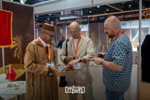 Moroccan stand at the 11th Abu Dhabi Date Palm Exhibition, held as part of Global Food Week in Abu Dhabi.
