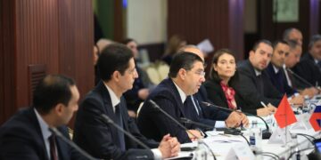 Moroccan Foreign minister Nasser Bourita speaking at the Morocco-Russia Joint Committee