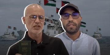 Aziz Ghali and Abdeladim Ben Draoui, who were arrested after participating in the Global Sumud Flotilla humanitarian mission to Gaza.
