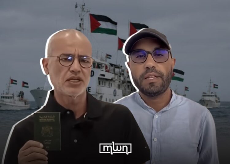Aziz Ghali and Abdeladim Ben Draoui, who were arrested after participating in the Global Sumud Flotilla humanitarian mission to Gaza.