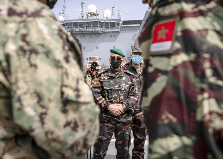 Moroccan soldiers during a military exercise as part of the African Lion drills.